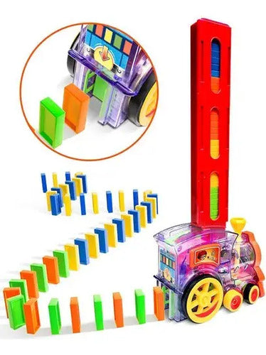 Juguete Tren Domino Electronico Luz Musica 80 Fichas Auto Multicolor