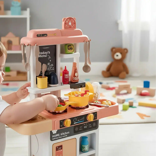 Cocina Juguete Luces Sonidos 43 Accesorios Niños 68 Cm Rosa