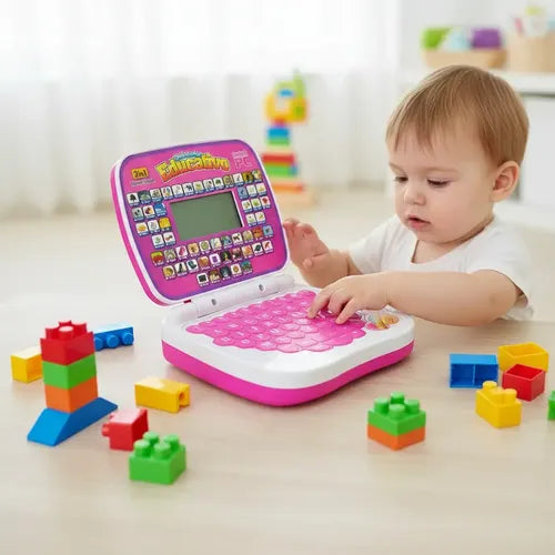 Mini Computador Juguete Didactico Educativo Rosa Esp/in Rosado