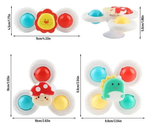 Set 3 Juguete Spinner Giratorio Con Ventosa Bebe Ducha Auto