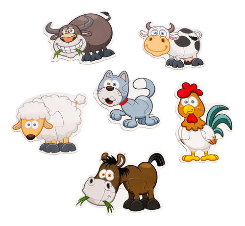 Puzzle Rompecabezas Didáctico Animales De La Granja 6 En 1