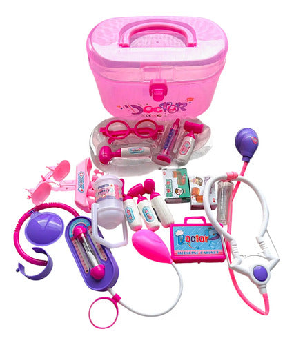 Set Juego Maletin Doctor Medico Niños Roles Accesorios Rosa