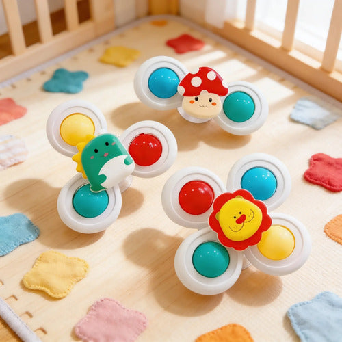Set 3 Juguete Spinner Giratorio Con Ventosa Bebe Ducha Auto
