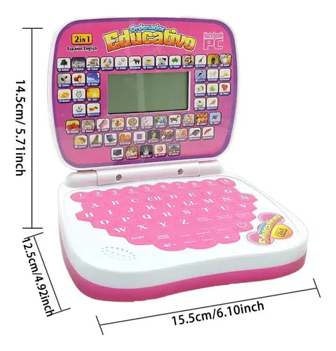 Mini Computador Juguete Didactico Educativo Rosa Esp/in Rosado