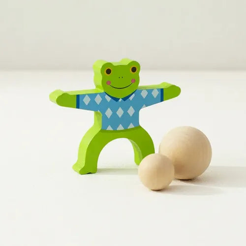 Bloques De Madera Equilibrio Montessori Ranas Niños Azul