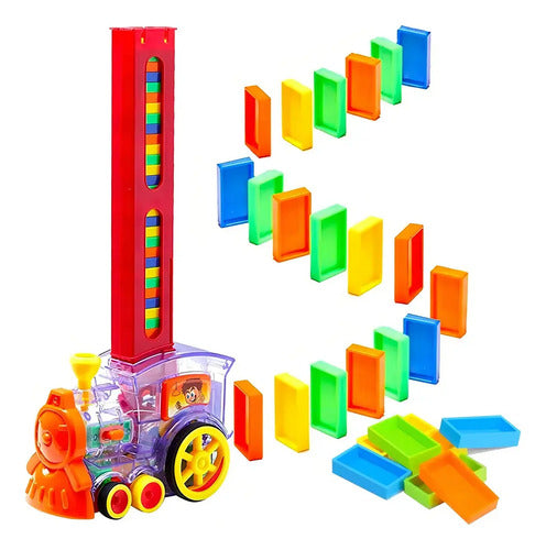Juguete Tren Domino Electronico Luz Musica 80 Fichas Auto Multicolor