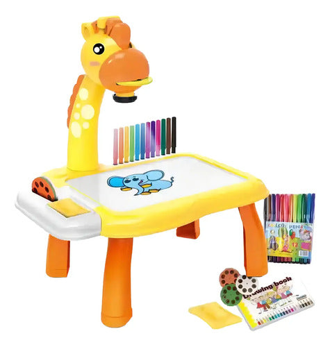 Proyector Mesa De Dibujo Para Niños Jirafa Juguete Didáctico Amarillo