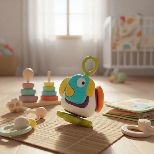 Cubo Sensorial Pajarito Busy Didáctico Para Bebés Y Niños Blanco Pájaro