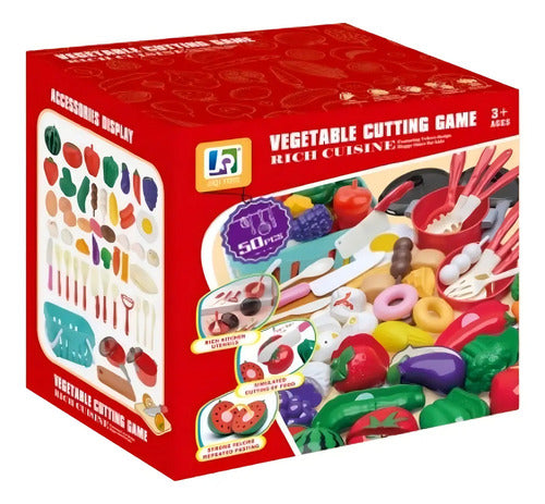 Set Juguete Canasto Corta Frutas Y Verduras Con Velcro 50pzs