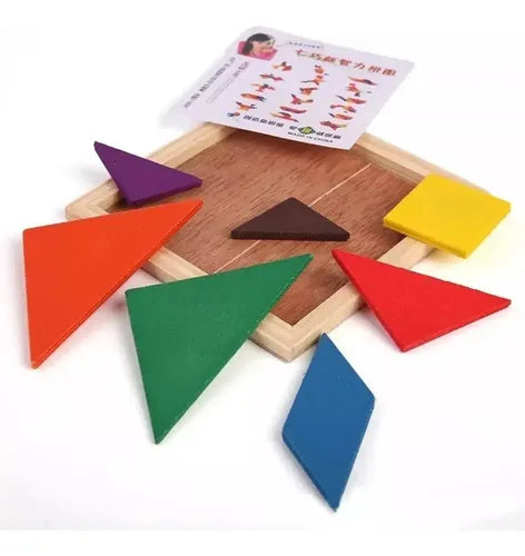 Puzzle Tangram Rompecabezas De Madera Educativo 15x15cm