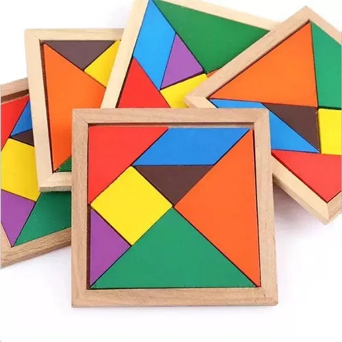 Puzzle Tangram Rompecabezas De Madera Educativo 15x15cm