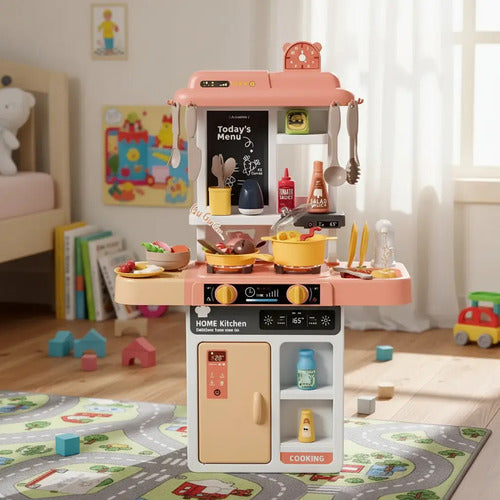 Cocina Juguete Luces Sonidos 43 Accesorios Niños 68 Cm Rosa