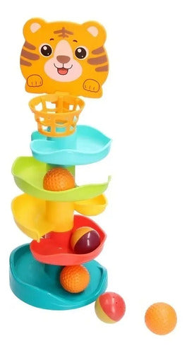 Juguete Didactico Torre Tobogán Lanza Pelotas Diseño Tigre