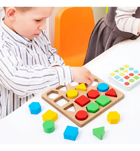 Juego Montessori Clasificador Encaje Figura Madera Didactico Caqui