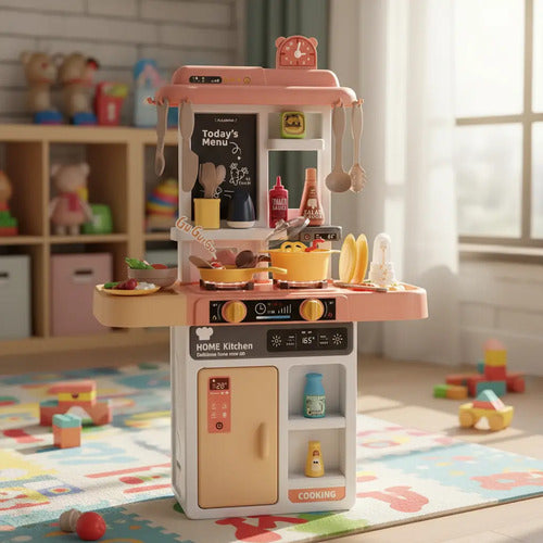 Cocina Juguete Luces Sonidos 43 Accesorios Niños 68 Cm Rosa