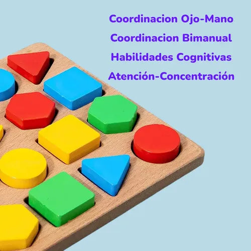 Juego Montessori Clasificador Encaje Figura Madera Didactico Caqui