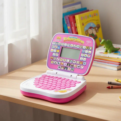 Mini Computador Juguete Didactico Educativo Rosa Esp/in Rosado