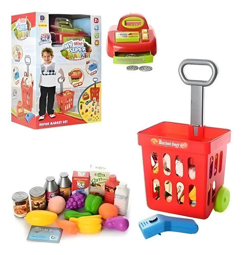 Mini Supermercado Carrito Compras Juguete Caja Registradora