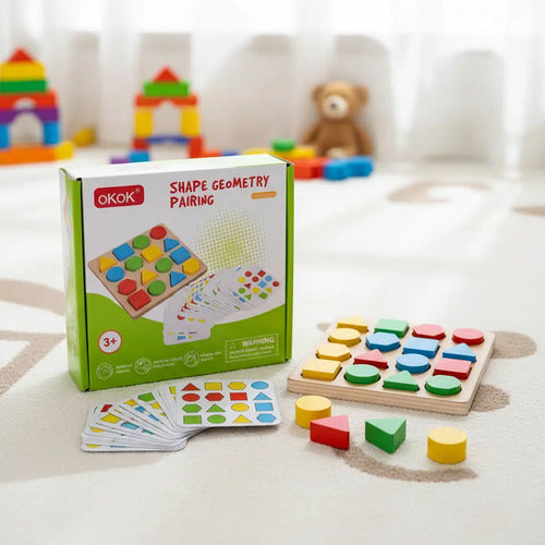 Juego Montessori Clasificador Encaje Figura Madera Didactico Caqui