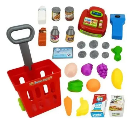 Mini Supermercado Carrito Compras Juguete Caja Registradora