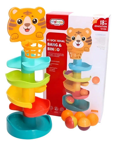 Juguete Didactico Torre Tobogán Lanza Pelotas Diseño Tigre