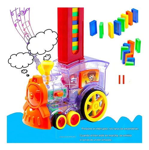 Juguete Tren Domino Electronico Luz Musica 80 Fichas Auto Multicolor