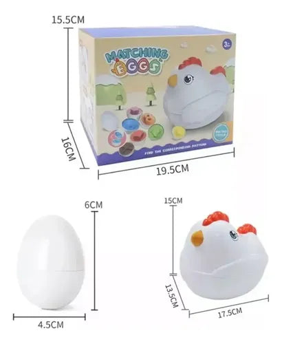 Juguete De Encaje Gallina 12 Huevos Encaje Colores Numeros Blanco