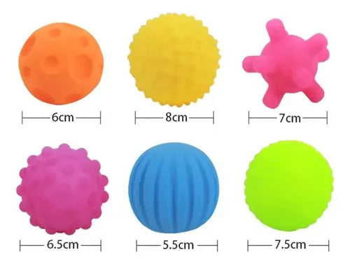 Set 6 Pelotas Sensoriales Didácticas Para Bebé Con Texturas