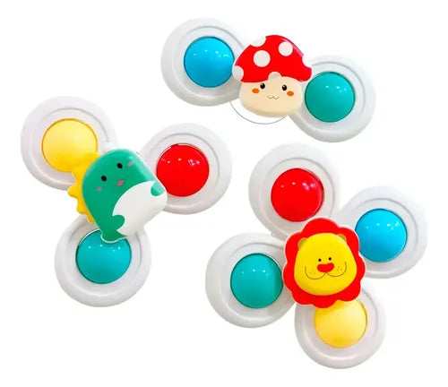 Set 3 Juguete Spinner Giratorio Con Ventosa  Bebe Ducha Auto