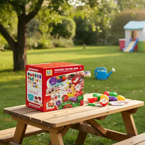 Set Juguete Canasto Corta Frutas Y Verduras Con Velcro 50pzs