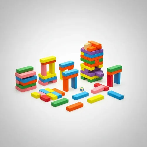 Juego Madera 50 Piezas Bloques Dados Educativo Yenga Jenga 50 Jenga