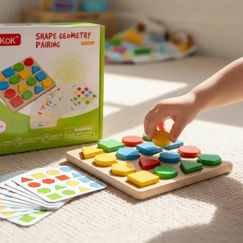 Juego Montessori Clasificador Encaje Figura Madera Didactico Caqui