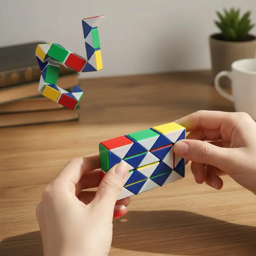 Juguete Anti Estres Cubo Fidget Tipo Serpiente |  Destreza Azul