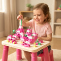 Juego De Bloques Construcción Para Armar 100 Piezas Con Mesa 100 Bloques Rosa