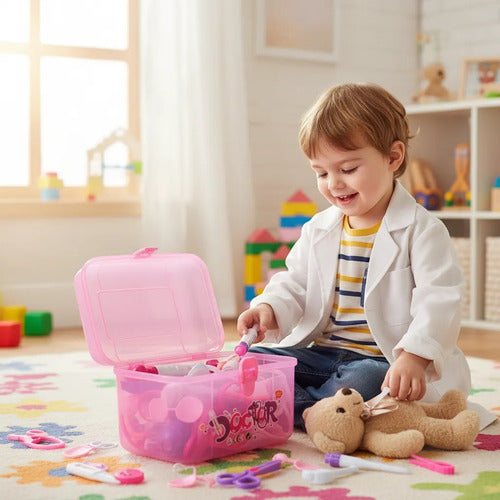 Set Juego Maletin Doctor Medico Niños Roles Accesorios Rosa