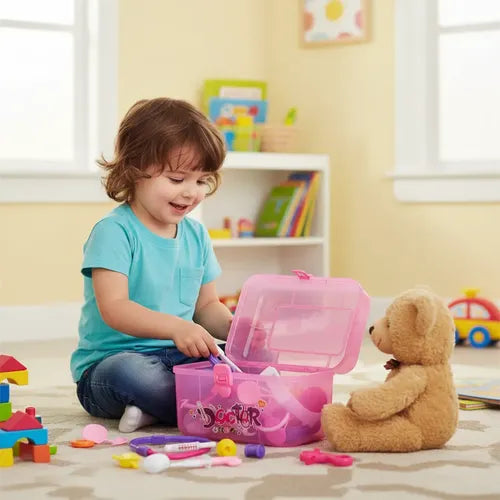 Set Juego Maletin Doctor Medico Niños Roles Accesorios Rosa
