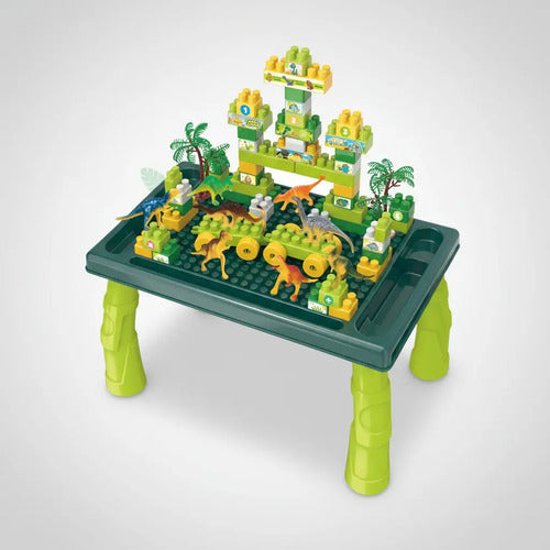 Juego Bloques Dinosaurio 80pzs + Mesa  Creativo Y Educativo 80 Dinosaurio