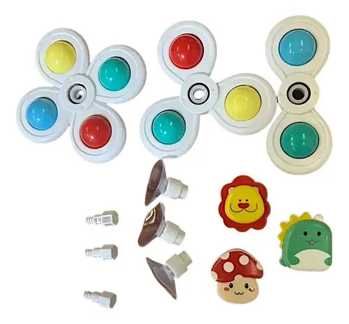 Set 3 Juguete Spinner Giratorio Con Ventosa  Bebe Ducha Auto