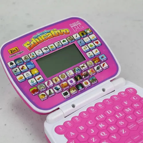 Mini Computador Juguete Didactico Educativo Rosa Esp/in Rosado