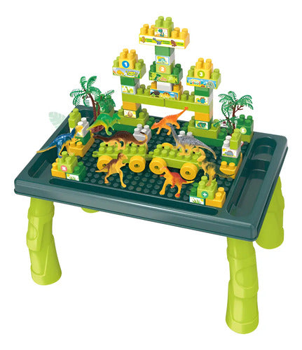 Juego Bloques Dinosaurio 80pzs + Mesa  Creativo Y Educativo 80 Dinosaurio