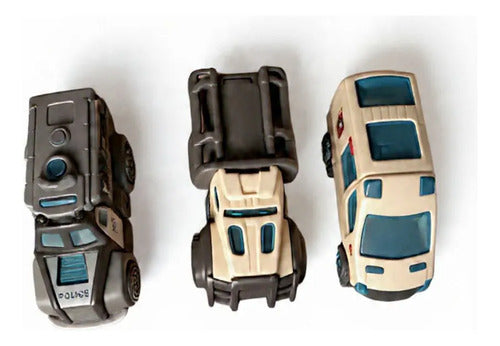Juguete Truck Policial Mas 3 Autos Niños Truck Policial Azul