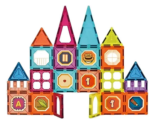 Juego De Construcción Magnéticos Imán Bloques  Niños 32pzs 32 Castillos