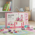 Juego De Bloques Construcción Para Armar 100 Piezas Con Mesa 100 Bloques Rosa