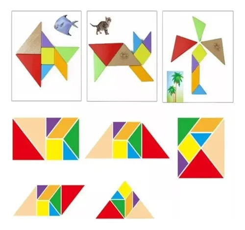 Puzzle Tangram Rompecabezas De Madera Educativo 15x15cm