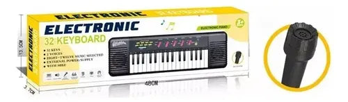 Teclado Musical Para Niños Juguete Con Micrófono | 32 Teclas Negro