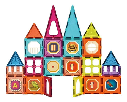 Juego De Construcción Magnéticos Imán Bloques  Niños 32pzs 32 Castillos