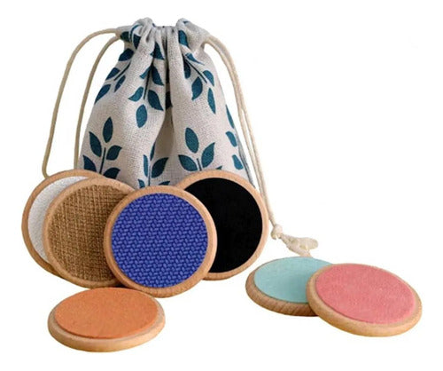 Fichas Sensoriales Texturas Madera Montessori Con Bolsa