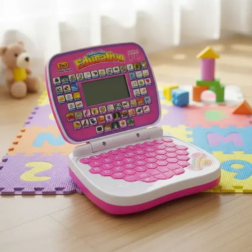 Mini Computador Juguete Didactico Educativo Rosa Esp/in Rosado