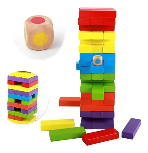 Juego Madera 50 Piezas Bloques Dados Educativo Yenga Jenga 50 Jenga