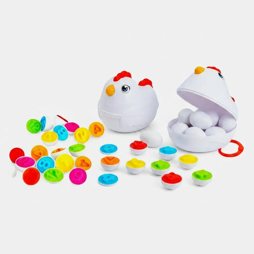 Juguete De Encaje Gallina 12 Huevos Encaje Colores Numeros Blanco